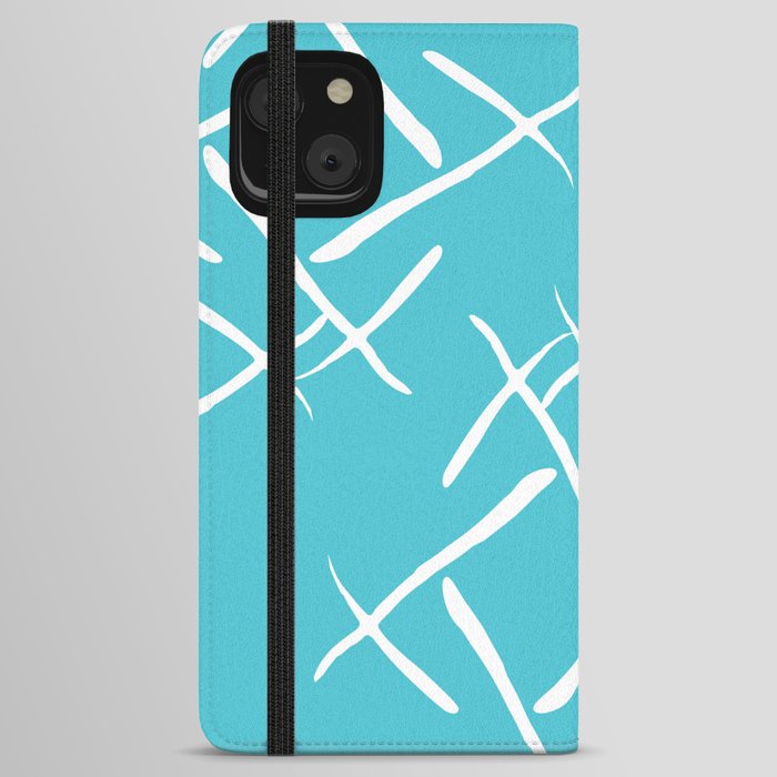 White cross marks on blue background iPhone Wallet Case