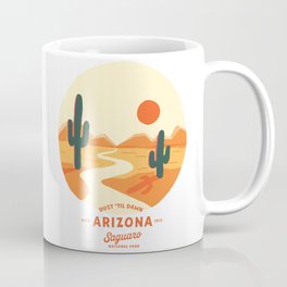 "Dust Til Dawn" Cool Vintage Saguaro National Park Arizona Travel Art Coffee Mug