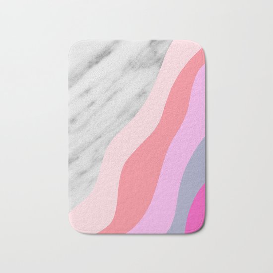 Carrara Italian Marble with Pink Shadows Bath Mat
