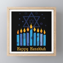 Happy Hanukkah Candles Menorah Hanukkah 2021 Framed Mini Art Print