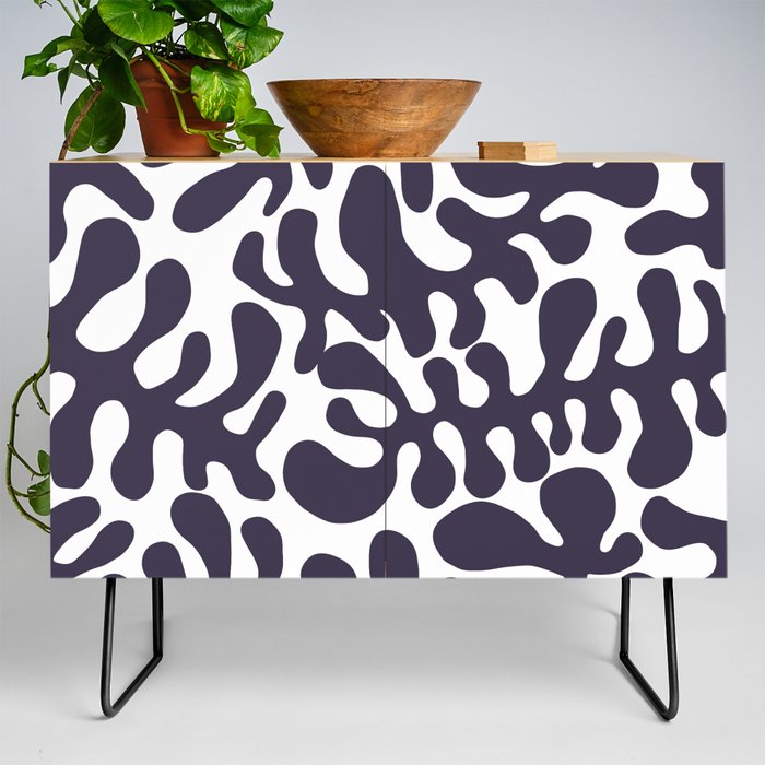 Violet Matisse cut outs seaweed pattern on white background Credenza