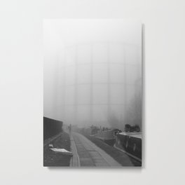 London Fog in Regents Canal III  by Diana Eastman Metal Print | Eastlondon, Curated, Digital, Haggerston, Architecture, Photo, London, Regentscanal, Black and White, Landscape 
