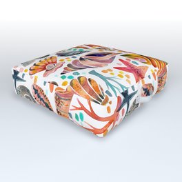 Painted Seashells – Coral & Blue Outdoor Floor Cushion
