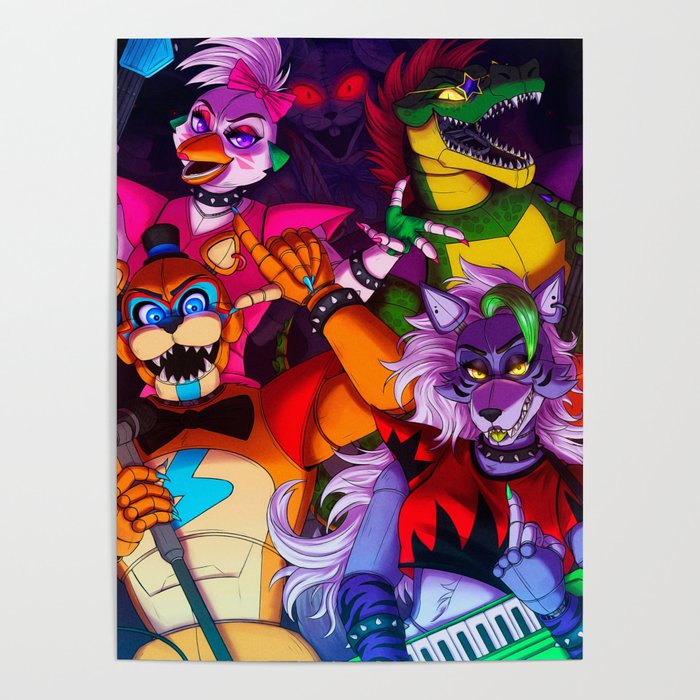 Trends International Five Nights at Freddy's - Ultimate Group Wall Poster,  22.375 x 34, Barnwood Framed Version