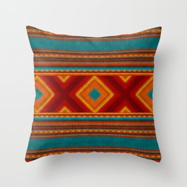 Mexican knitted diamond ornament Throw Pillow