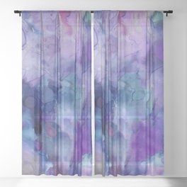 Abstract Colorful Purple Watercolor Sheer Curtain
