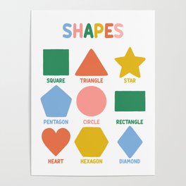 Shapes Poster - Colorful Geometry Education Nursery Prints Poster