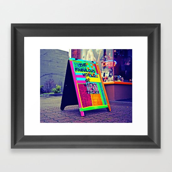 Wacky sidewalk sign Framed Art Print