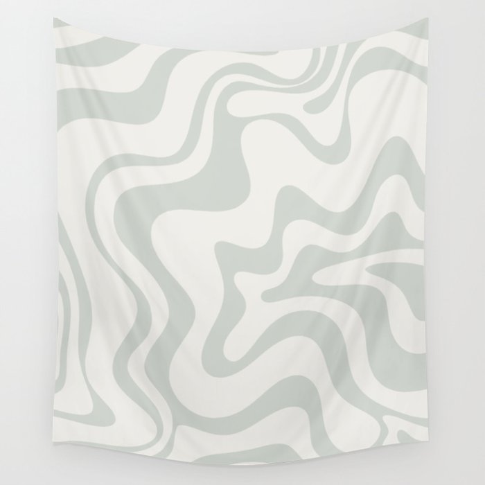 Liquid Swirl Abstract Pattern in Pale Stone and Light Silver Sage Gray Wall Tapestry