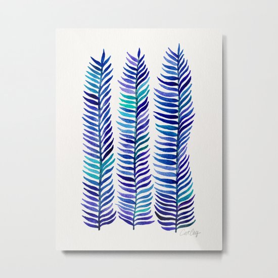Indigo Seaweed Metal Print