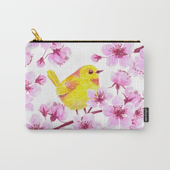 Cherry blossom and yellow bird Carry-All Pouch