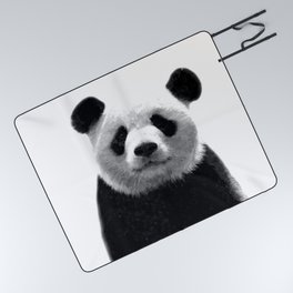 Black and white panda portrait Picnic Blanket