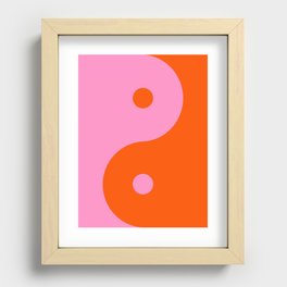 Yin Yang Print Orange And Pink Retro Wall Art Preppy Aesthetic Yin Yang Modern Decor Recessed Framed Print