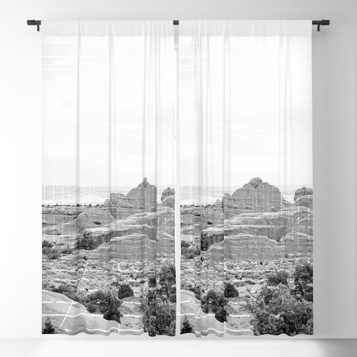 desert mountains abstract nature landscape photography in black and white Blackout Curtain