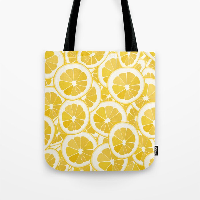 Citron - Yellow Lemon Art Pattern  Tote Bag