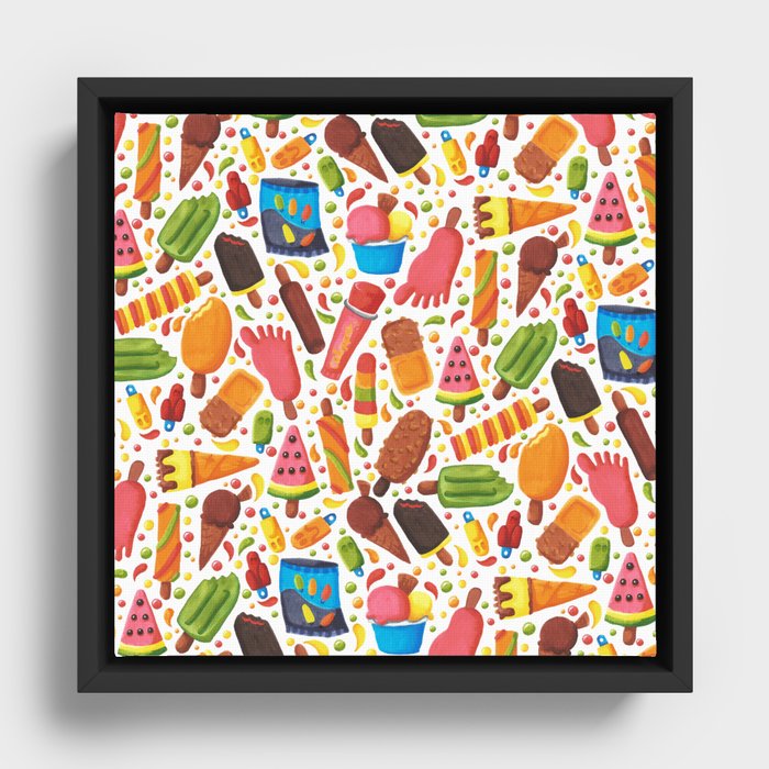 Ice-Cream Pattern Framed Canvas