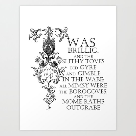Alice In Wonderland Jabberwocky Poem Art Print