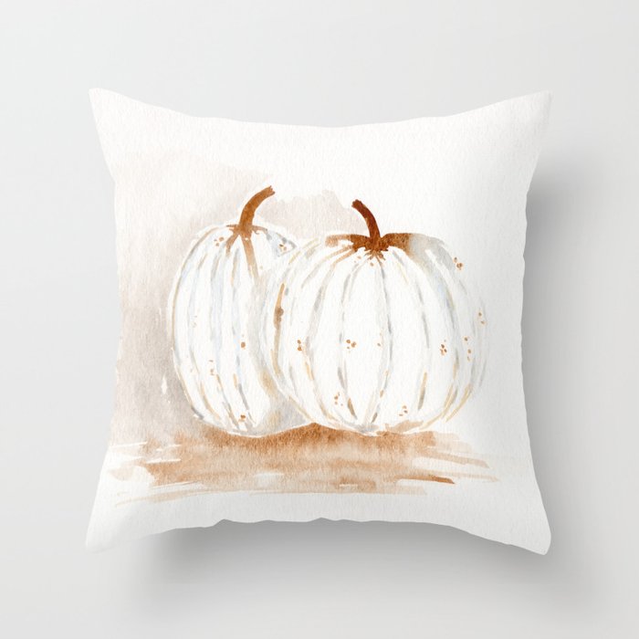 White Pumpkins Throw Pillow
