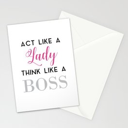 Act like a lady think like a boss Slogan tee Stationery Cards
