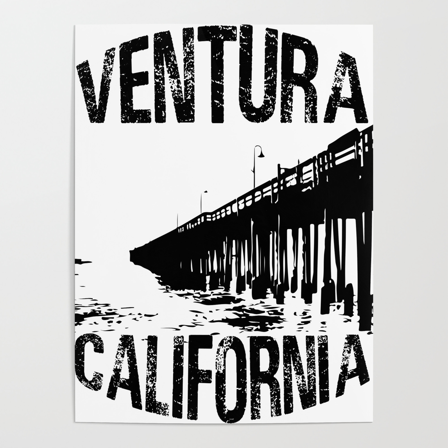 Ventura California Pier Graphic Poster By Maggiecuda Society6