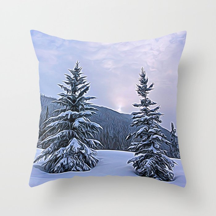 Winter Tree Buddies Throw Pillow