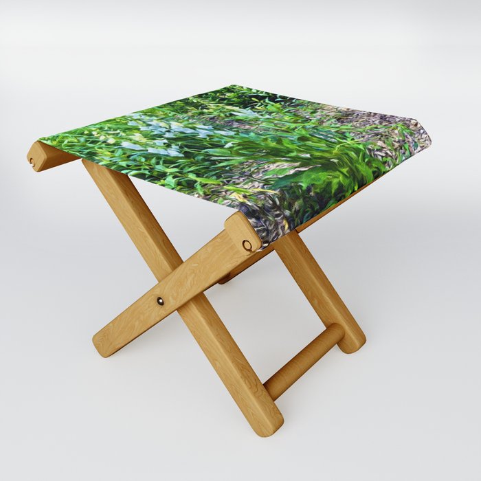 White Flowers in the Garden Folding Stool