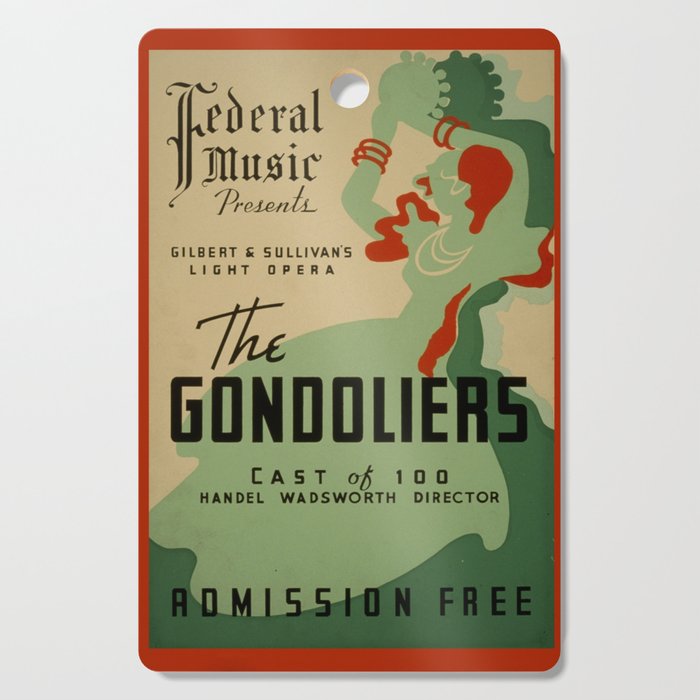 Federal Music Project The Gondoliers - Retro  Vintage Music Symphony  Cutting Board