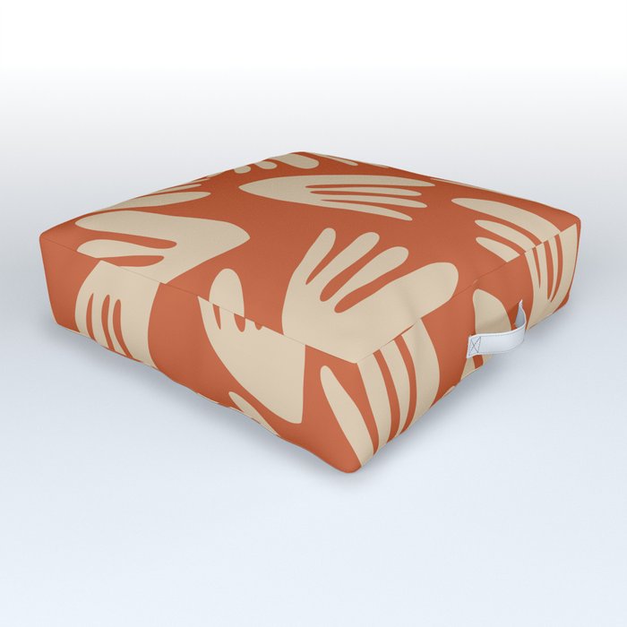 Papier Découpé Abstract Cutout Pattern 2 in Mid Mod Burnt Orange and Beige  Outdoor Floor Cushion