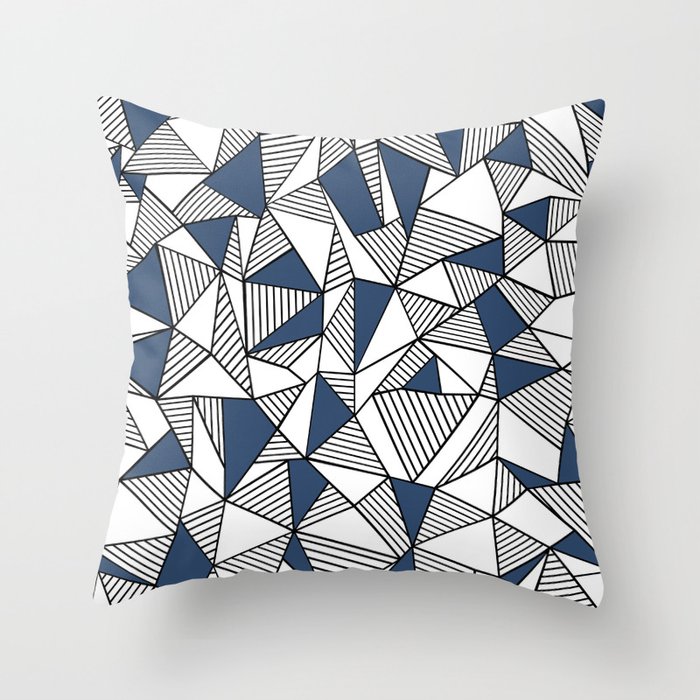 Abstraction Lines with Navy Blocks Throw Pillow