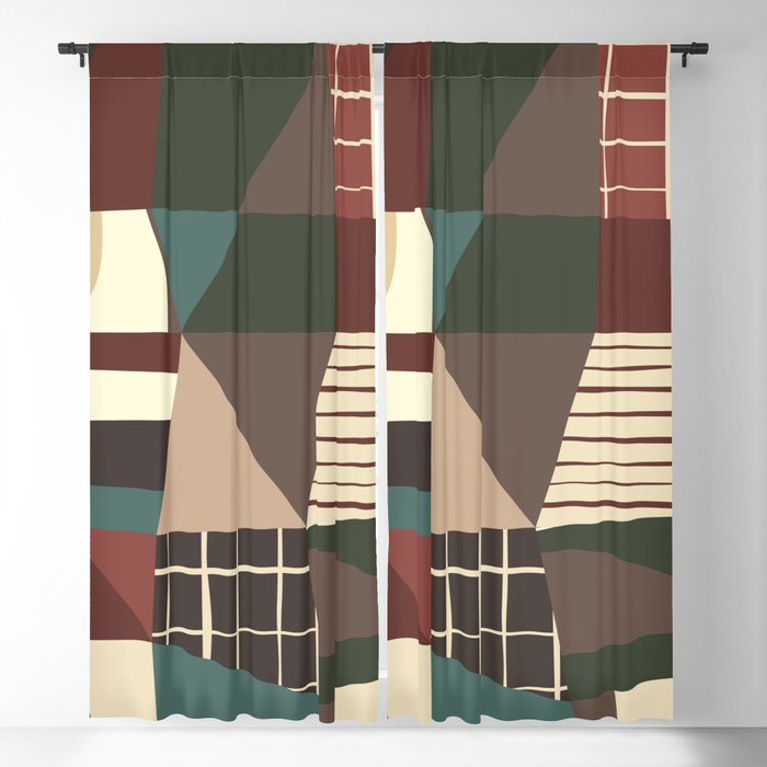 Brown Modern Abstract Blackout Curtain