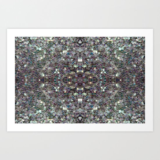 Sparkly colourful silver mosaic mandala Art Print