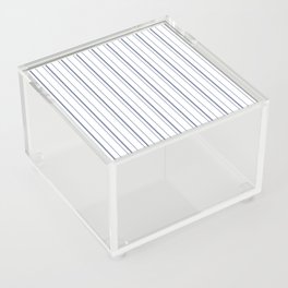 Uneven Navy Stripes on Solid White Background Acrylic Box