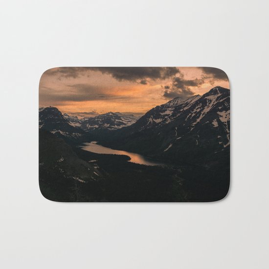 Sunset in the mountains Bath Mat