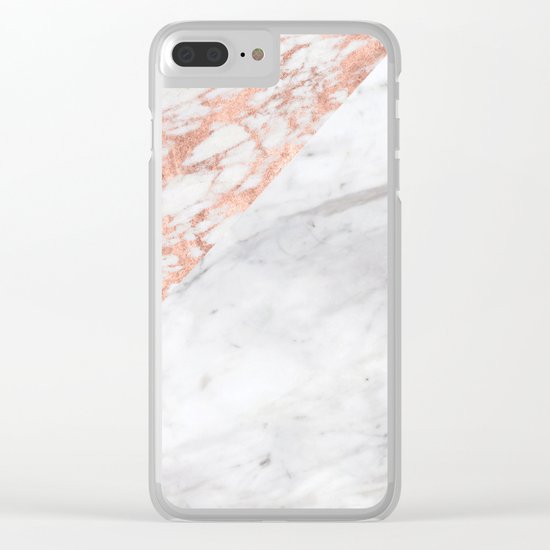 Massarosa Marchionne Bianco rose gold marble Clear iPhone Case