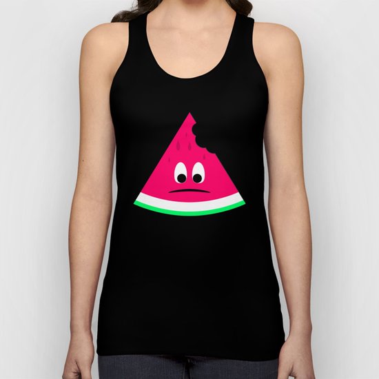 Cute sad bitten piece of watermelon Unisex Tank Top