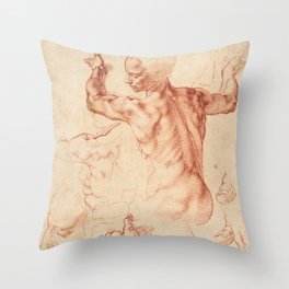 Michelangelo Buonarroti - small Sketch for a Seated Figure Throw Pillow