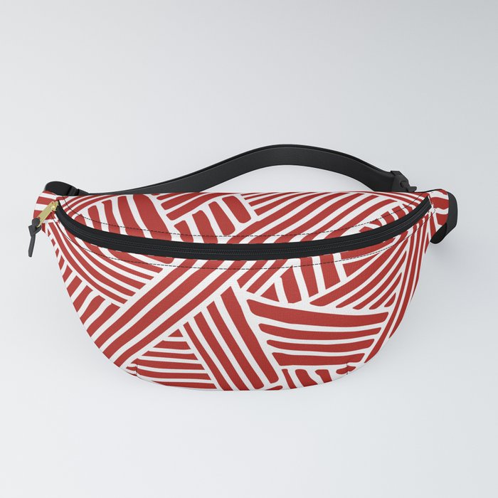 red and white fanny pack