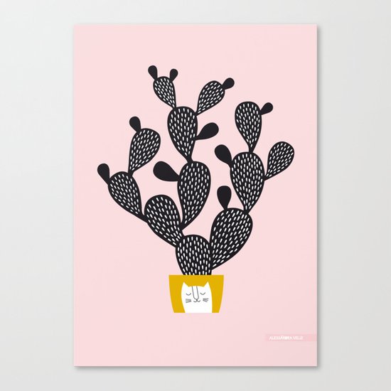 Pink & Cactus Canvas Print