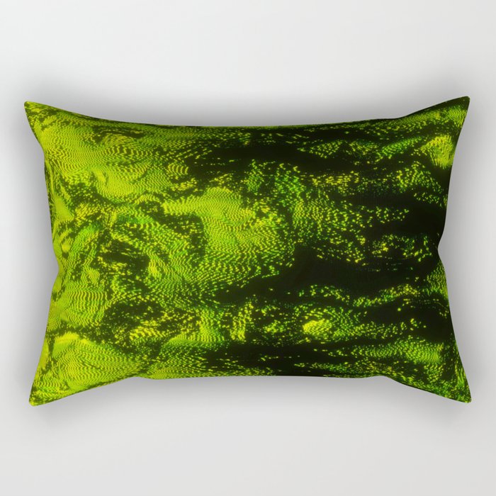 Green Jungle Glitch Distortion Rectangular Pillow