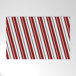[ Thumbnail: Dark Red and Light Cyan Colored Lines/Stripes Pattern Welcome Mat ]