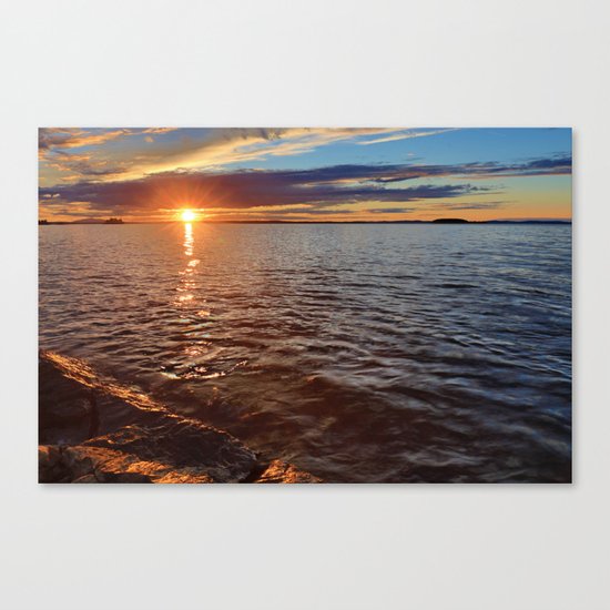 Sunset over the lake Canvas Print