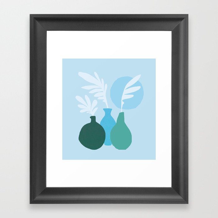 Abstraction_PLANTS_BOHEMIAN_BLUE_MOON_POP_ART_1213A Framed Art Print