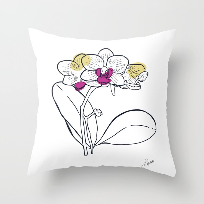 Yellow Orchid Throw Pillow