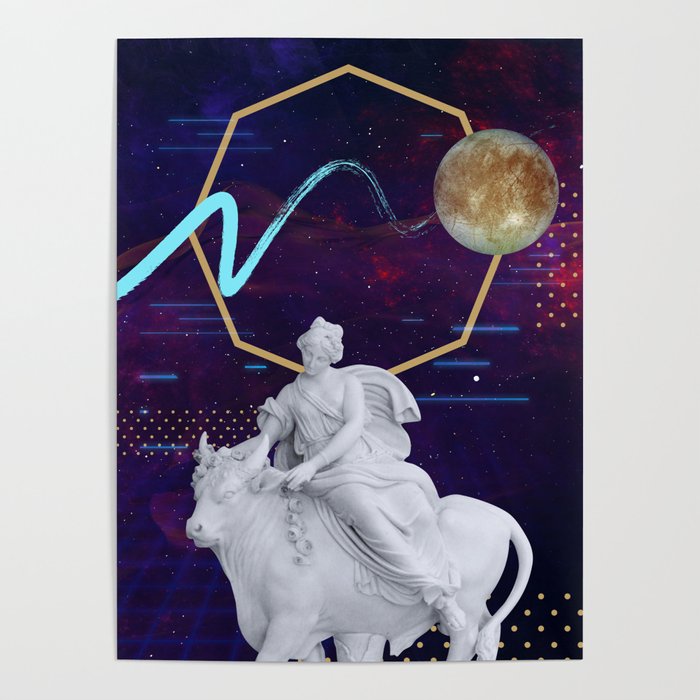 Ancient Gods and Planets: Europa [synthwave/vaporwave/retrowave/cyberpunk] Poster