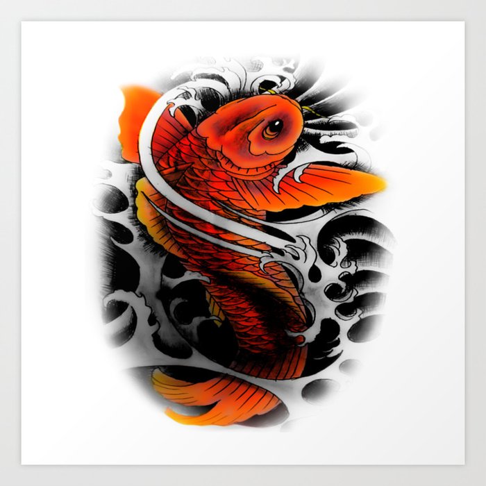 Koi fish tattoo Art Print by Attracdionz