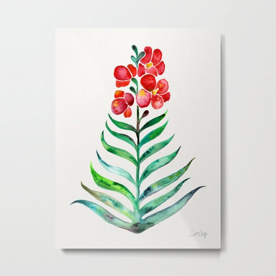 Blooming Orchid – Red & Green Palette Metal Print