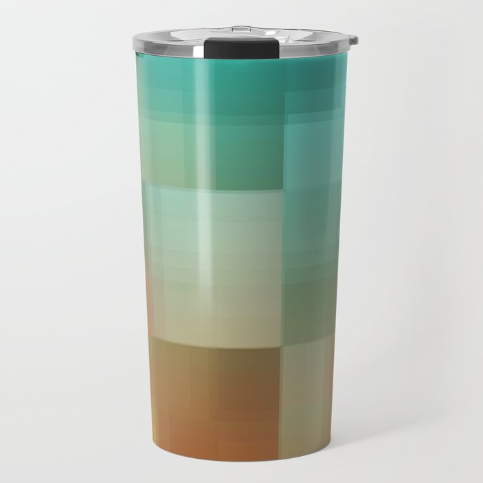 geometric pixel square pattern abstract background in blue brown Travel Mug