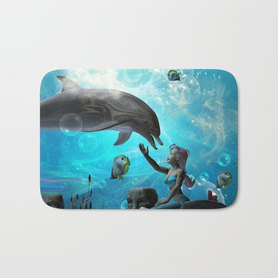 Cute mermaid Bath Mat