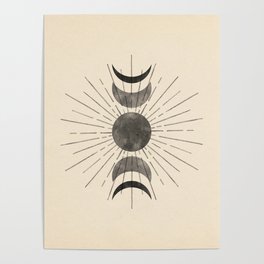 Boho sun and moon Poster