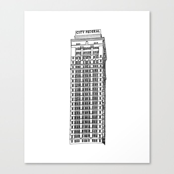 City Federal Building Birmingham Al One Line Drawing Canvas Print By Onelinerartwork Society6